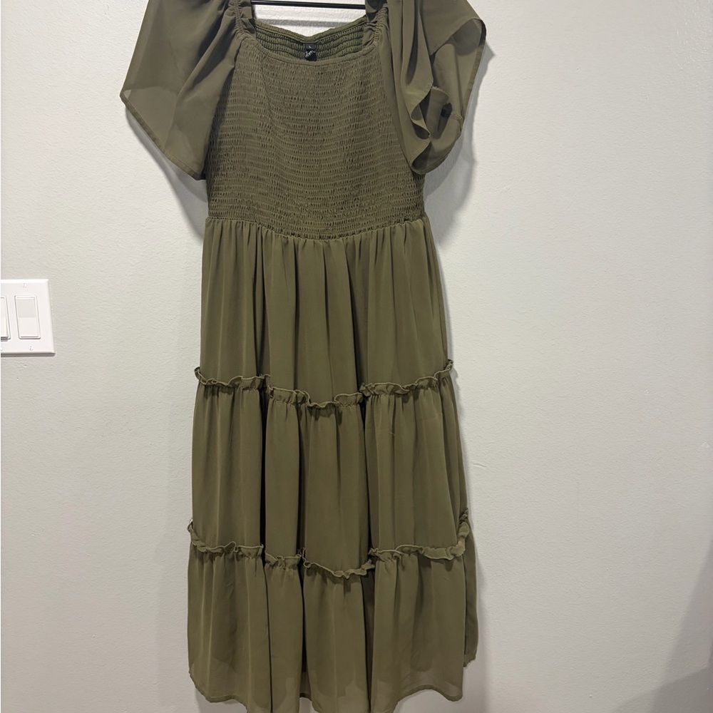 Elegant Olive Green Women's Dress